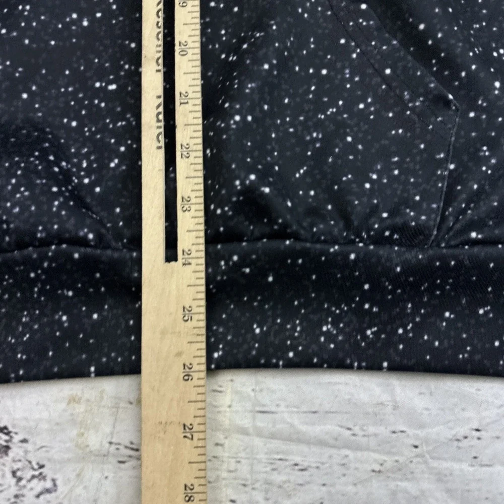 Astronaut Vacuuming Moon Space Galaxy Graphic Hoodie Black White Pullover Mens L
